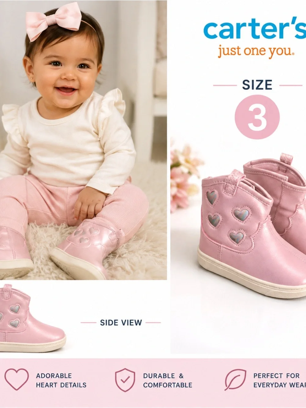 Carter's Pink Toddler Heart Accent Boots